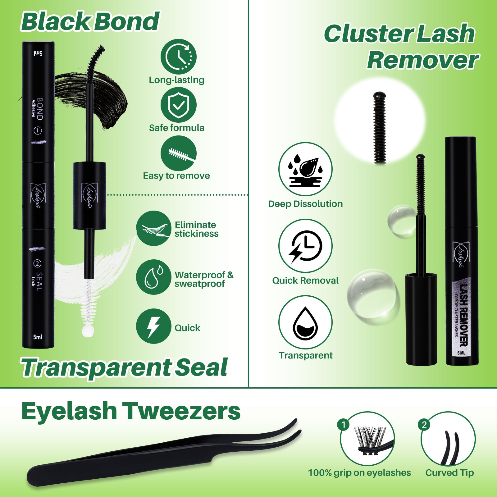 💫LASHSUN 168PCS D Curl WL2-5 Lash Clusters Kit – Wide-Span DIY Lash Extensions