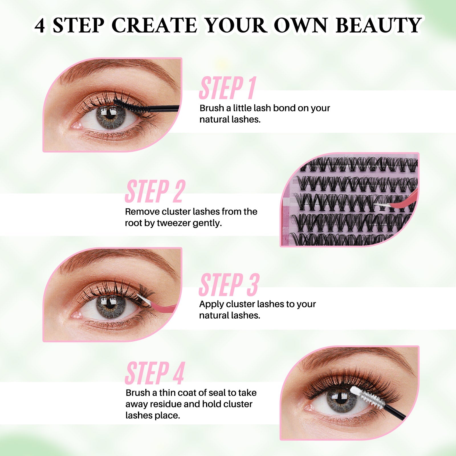 💖 LASHSUN 640PCS Individual False Cluster Book 30D+40D+50D DIY Eyelash Extensions D Curl Long