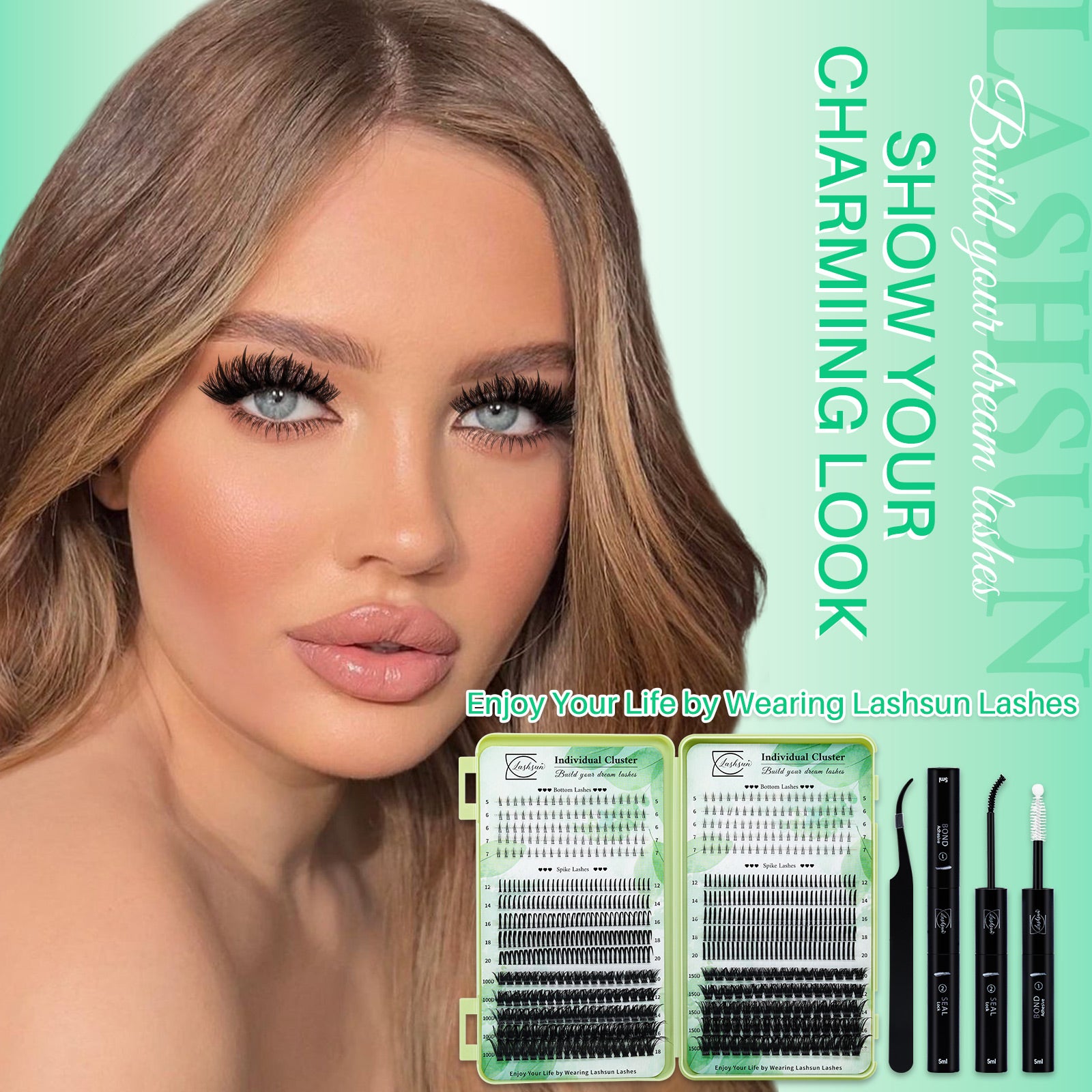 💫LASHSUN 695PCS D Curl Individual Lashes Book Kit with Bond & Seal