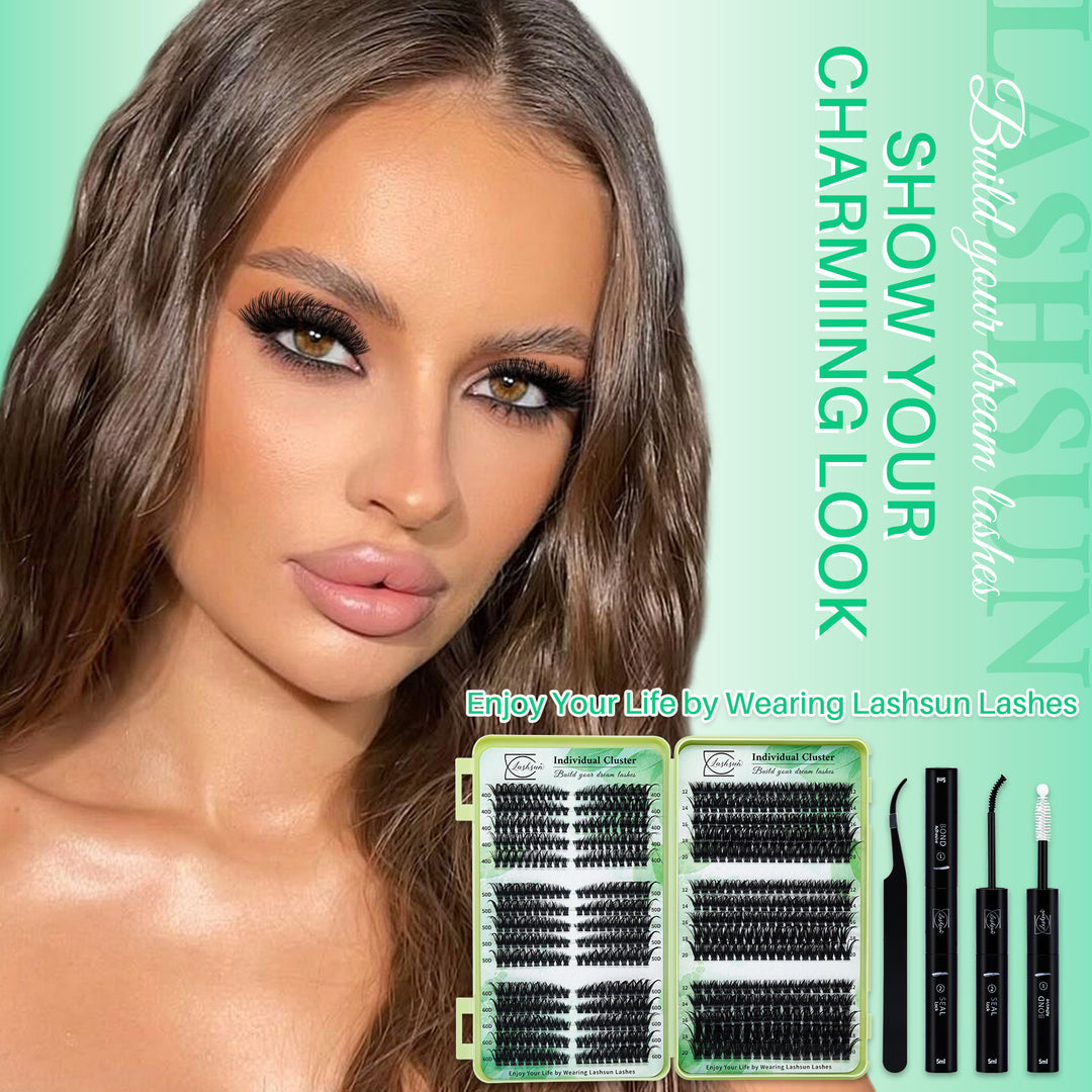 💫LASHSUN 570PCS D Curl Individual Lashes Book Kit with Bond & Sea