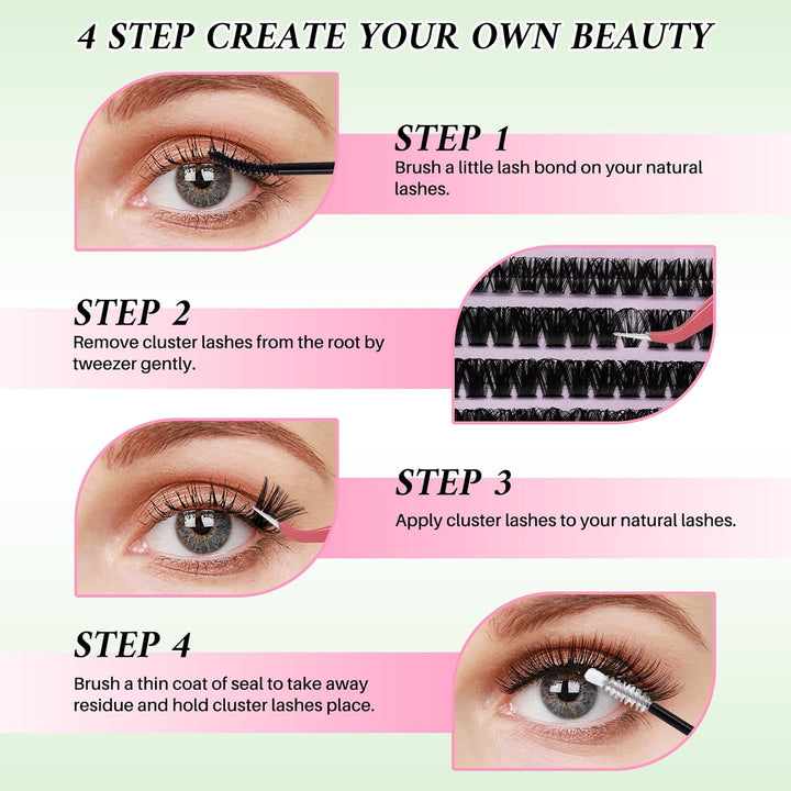 💖LASHSUN 640PCS DIY Lash Extension Kit – 20D + 40D + 60D + 80D Mixed Cluster Lashes