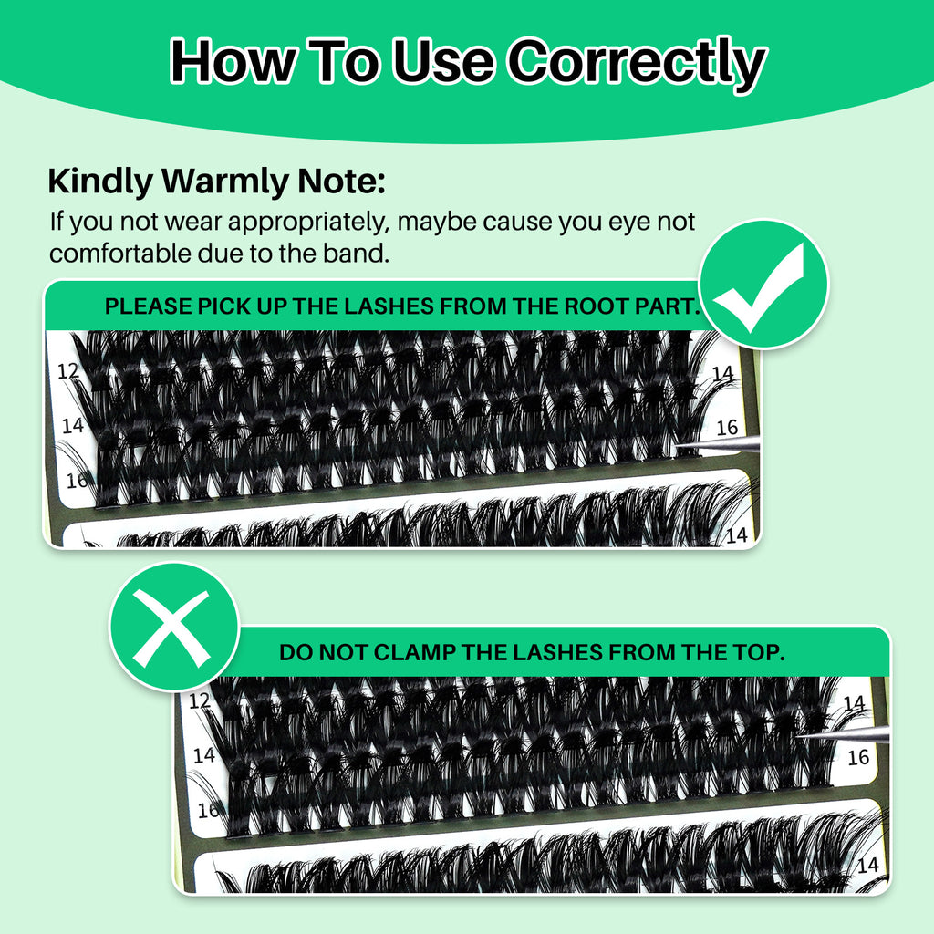 💫LASHSUN Cluster Lashes Washbag Kit – D Curl Lash Clusters with Bond & Seal & Travel Bag