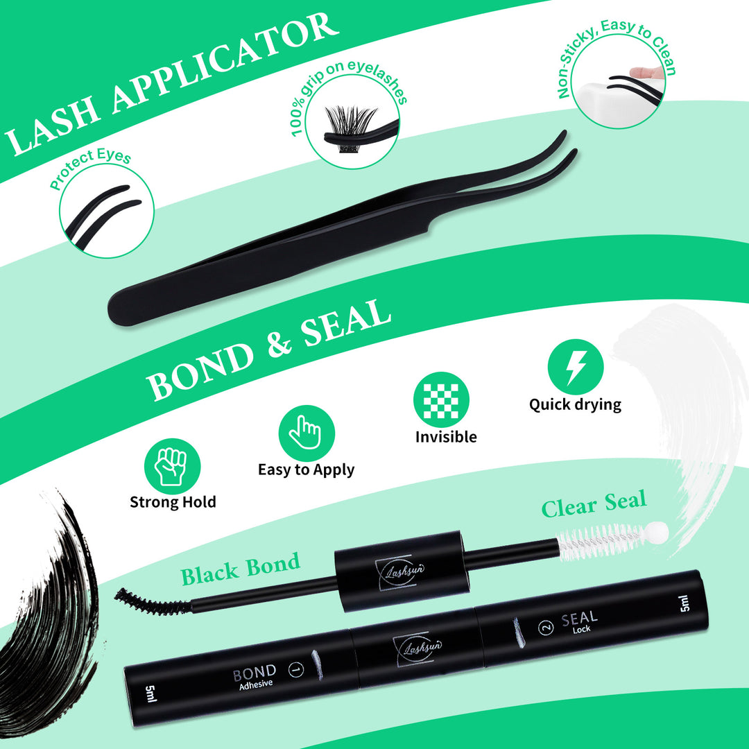 💫LASHSUN 570PCS D Curl Individual Lashes Book Kit with Bond & Sea