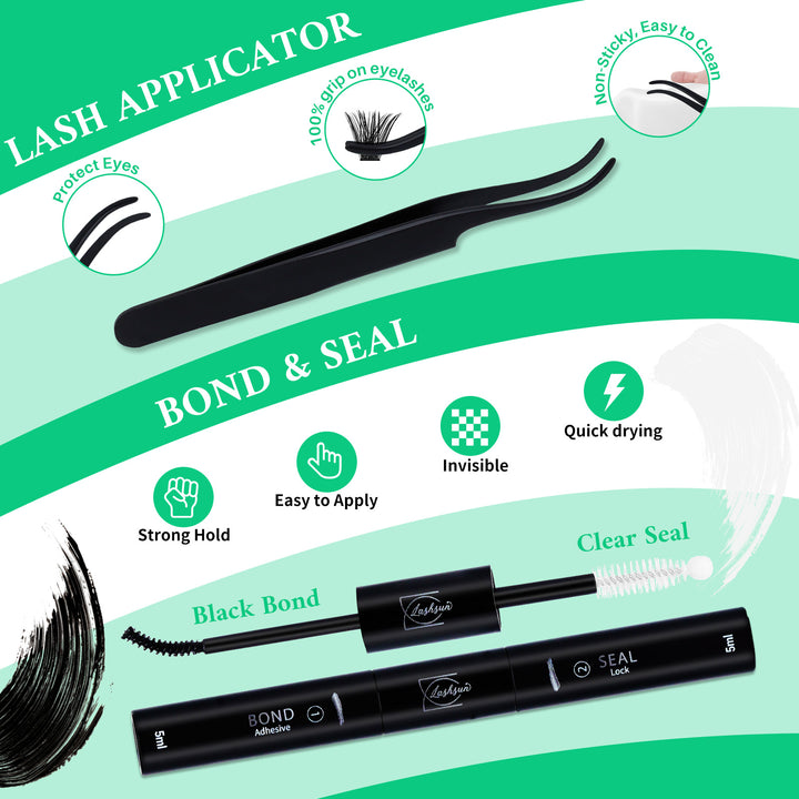💫LASHSUN 695PCS D Curl Individual Lashes Book Kit with Bond & Seal