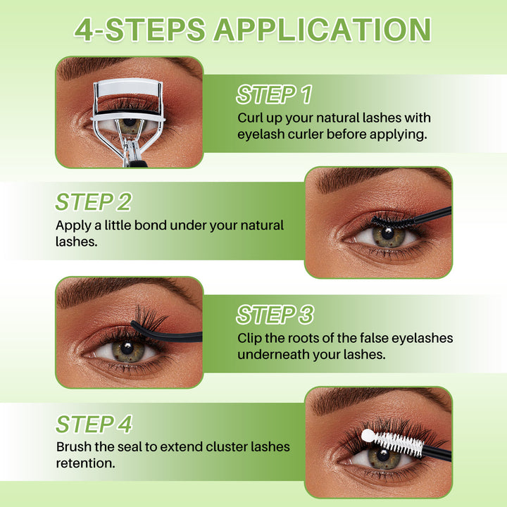 💫LASHSUN 456PCS D Curl Cluster Lashes Kit with Bond & Seal, Remover & Tweezers