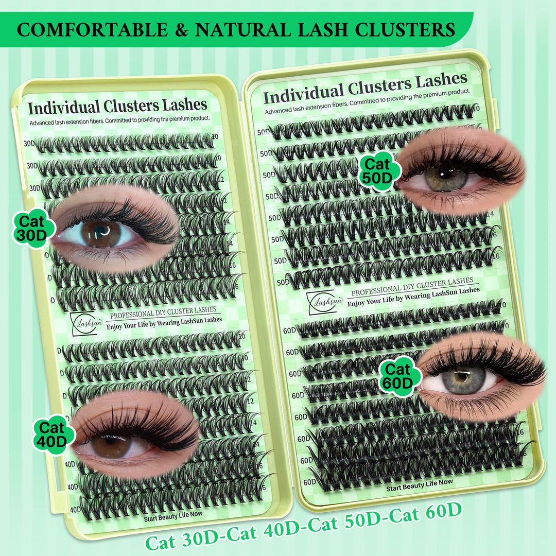 🎀LASHSUN 640PCS Cat Lash Book Kit D Curl with Bond & Seal