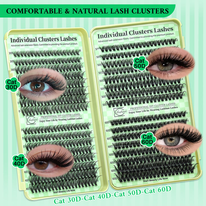 🎀LASHSUN 640PCS Cat Lash Book Kit D Curl with Bond & Seal