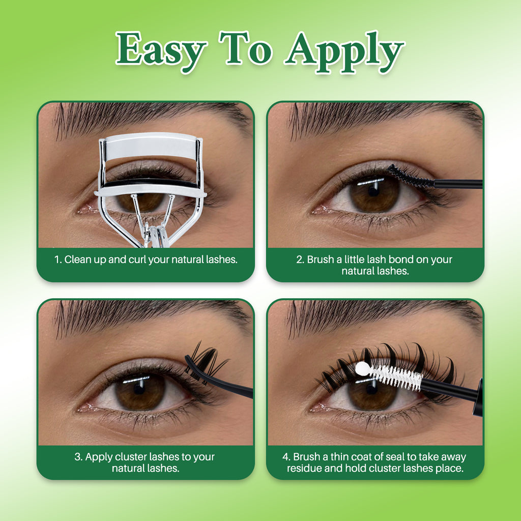 💫LASHSUN Mixed Length D Curl Lash Clusters Kit with Bond & Seal