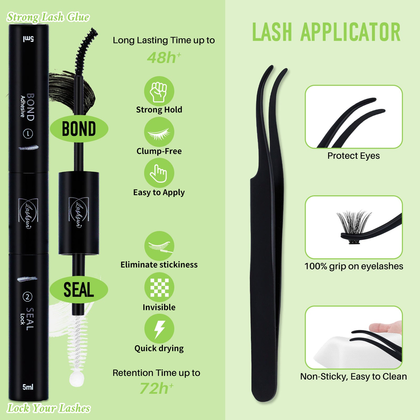 💫LASHSUN Individual False Eyelashes Kit with Mixed Lengths, Lash Glue & Tweezers