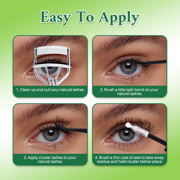 💫LASHSUN 168PCS D Curl W61 Lash Clusters Kit with Bond & Seal