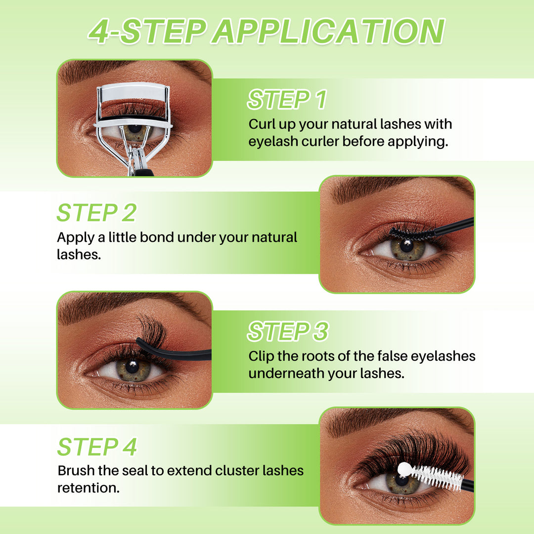 💫LASHSUN 540PCS D Curl Lash Extensions Kit – 3D Volume Individual Lash Clusters with Optional Tools