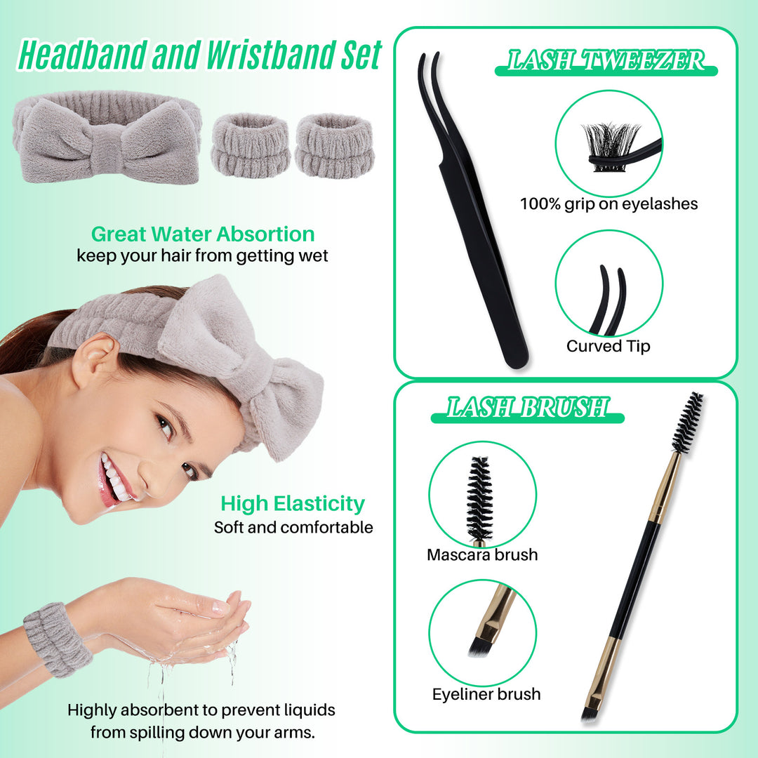 💫LASHSUN 1170PCS D Curl High Capacity Lash Clusters Kit with Tools & Accessories