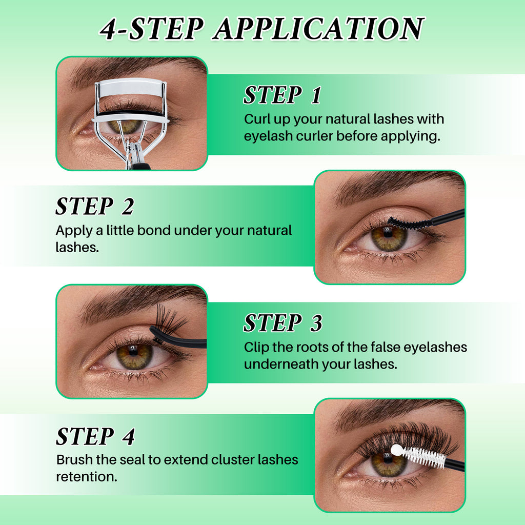 💫LASHSUN Lash Kit with Individual Lash Clusters, Bond & Seal, Tweezers and Travel Bag