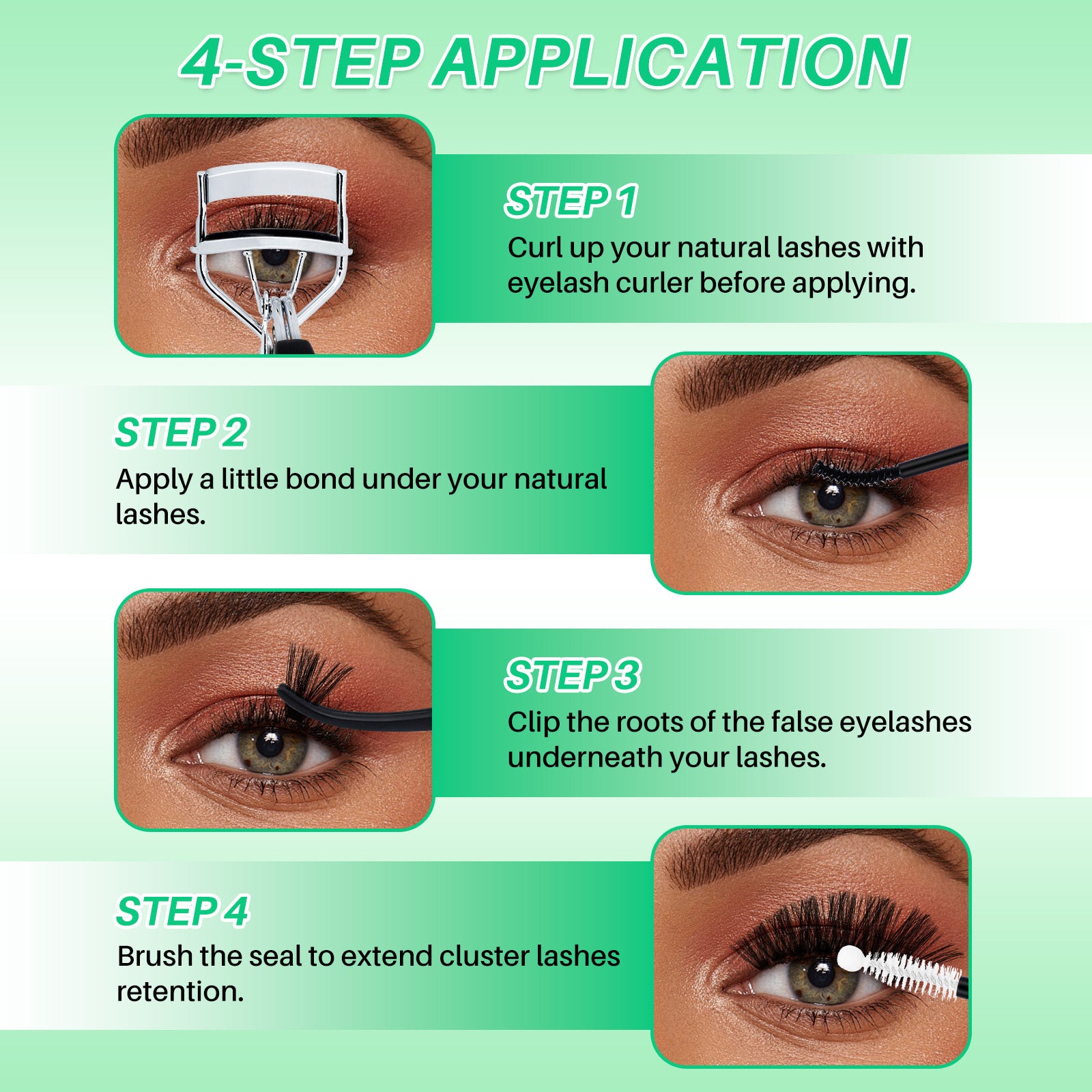 💫LASHSUN Cluster Lashes Washbag Kit – D Curl Lash Clusters with Bond & Seal & Travel Bag